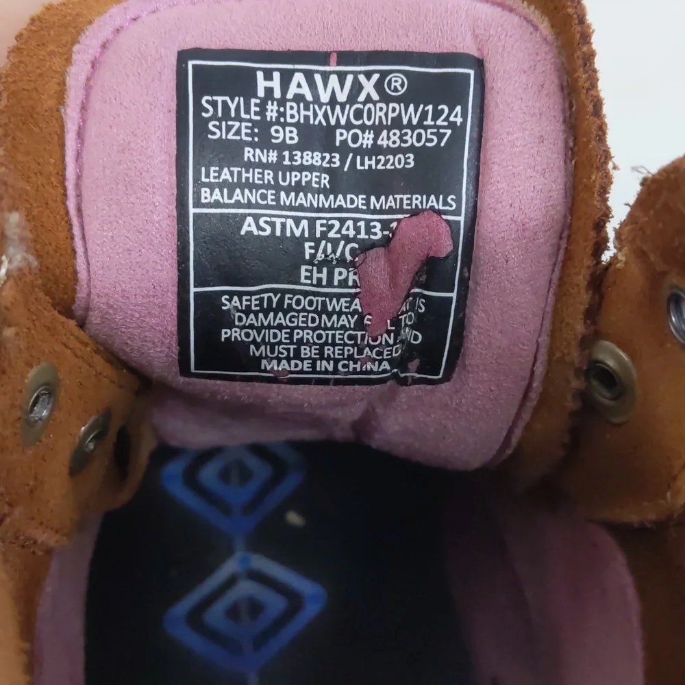 Hawx Men's‎ Leather Size 9B Brown Steel Toed Work Boots GUC